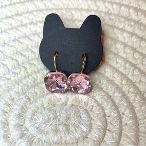 Cushion Cut Faux Pink Gemstone Earrings